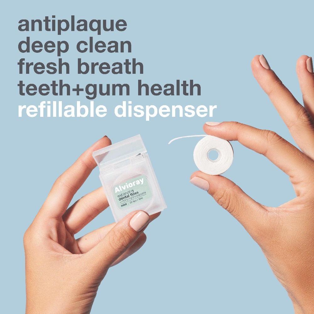 Alvioray Hydroxi Expanding Dental Floss / Refillable Dispenser+Refill / Mint / 60m