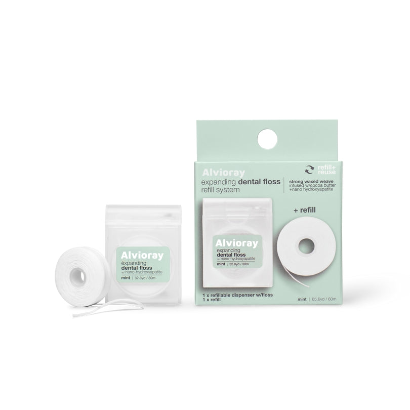 Alvioray Hydroxi Expanding Dental Floss / Refillable Dispenser+Refill / Mint / 60m